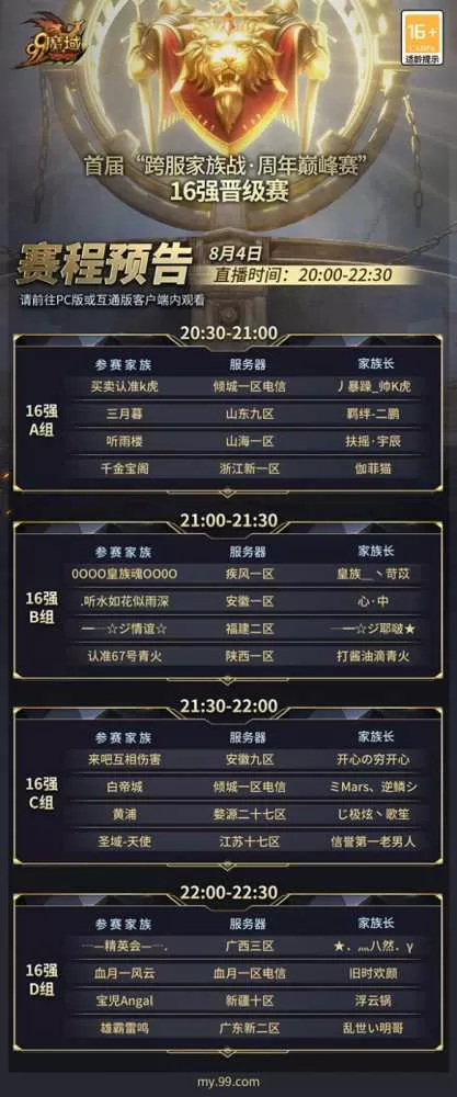 16强出炉，诸神归位！《魔域》首届跨服家族战谁能夺得88888元大奖？插图2